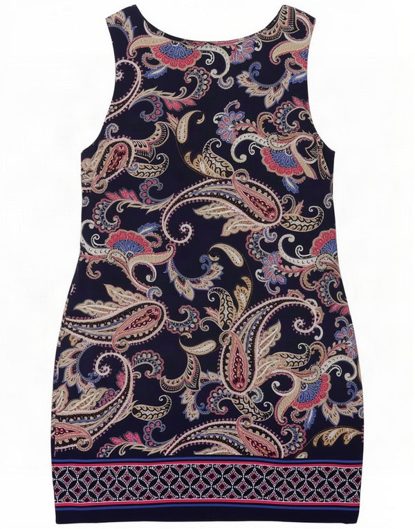 Robe fourreau sans manches pour femme Wallis UK 14 Bleu marine moyen Paisley