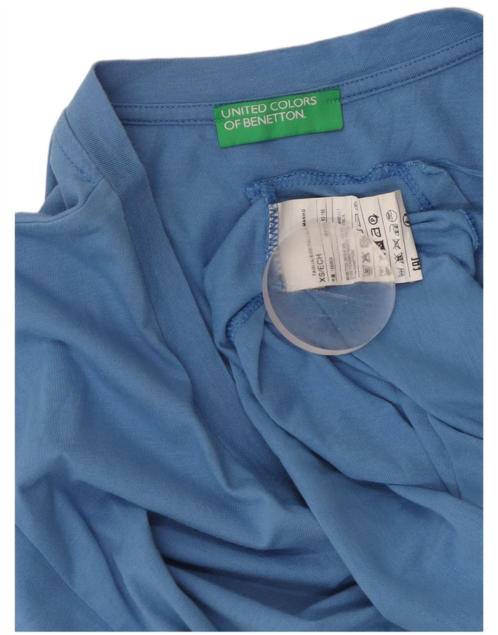 BENETTON T-Shirt Coupe Ample pour Femme UK 6 XS Bleu Coton