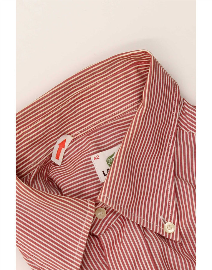Lacoste Chemise Homme Taille 42 Grand Coton Rayé Rouge