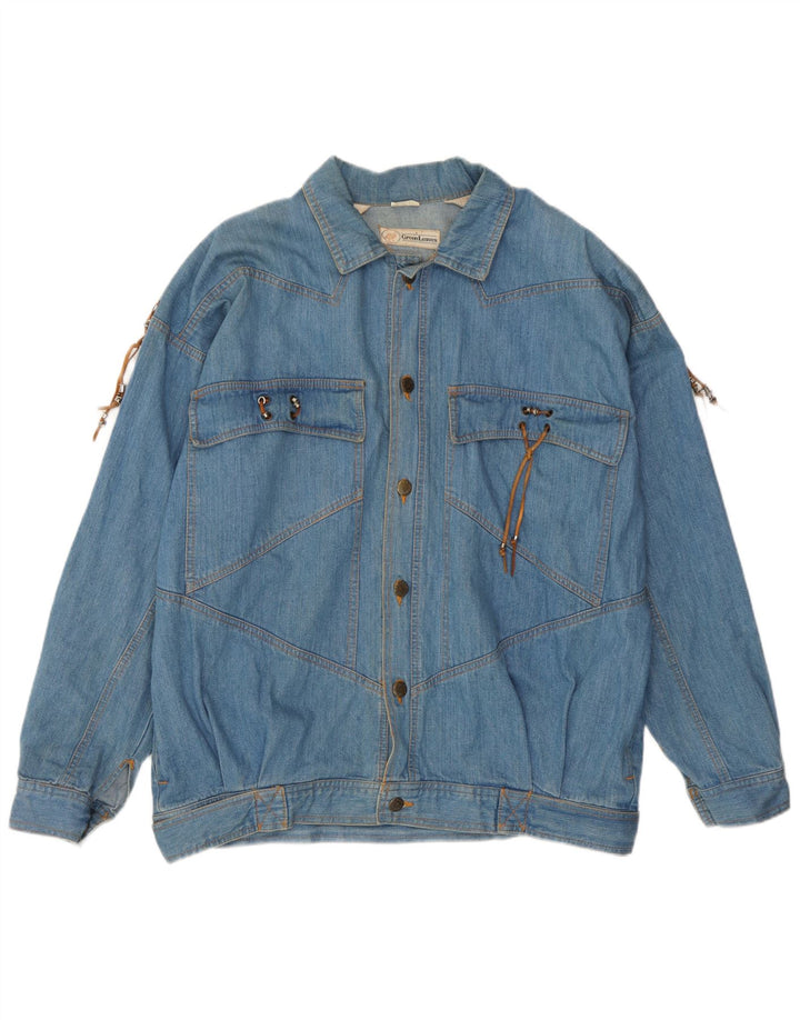 Green Leaves Veste en jean pour homme UK 40 Grand coton bleu