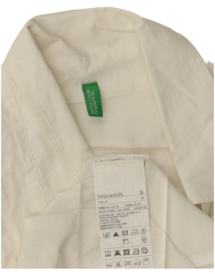 Benetton Chemise Pull Femme UK 10 Petit Blanc Coton