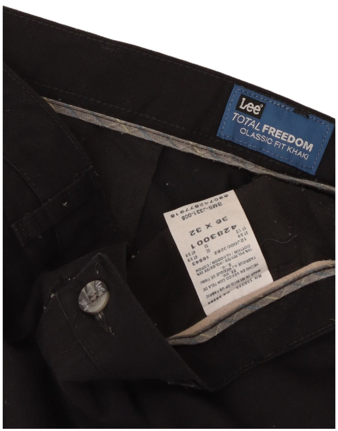 LEE Pantalon Chino Droit Total Freedom Homme Coupe Classique W36 L32 Noir
