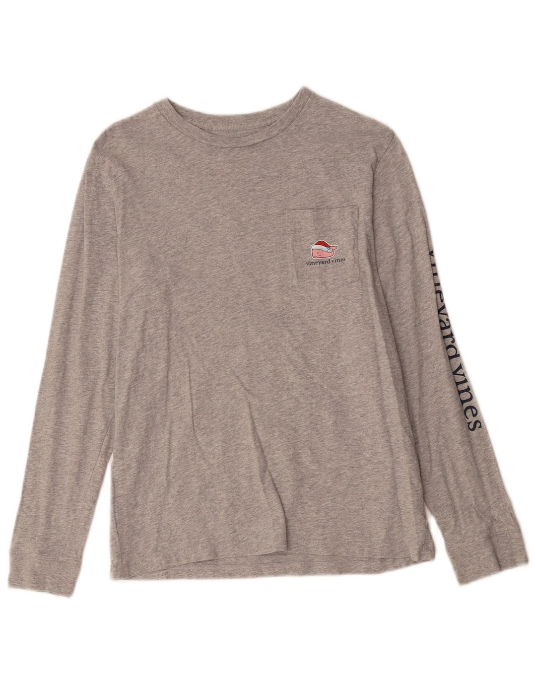 VINEYARD VINES Haut graphique à manches longues pour femme UK 14 Grand Gris Moucheté