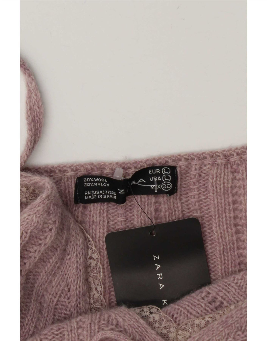 Zara Womens Crop Knit Cami Top UK 14 Grande laine rose