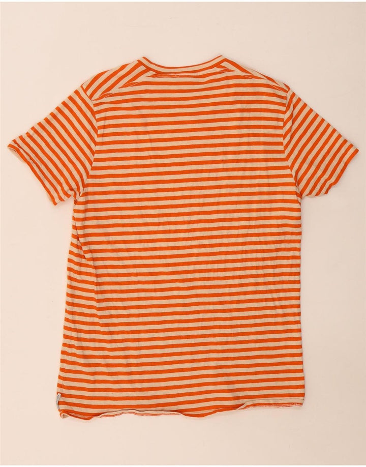 SCOTCH & SODA T-Shirt Femme UK 14 Grand Coton Rayé Orange