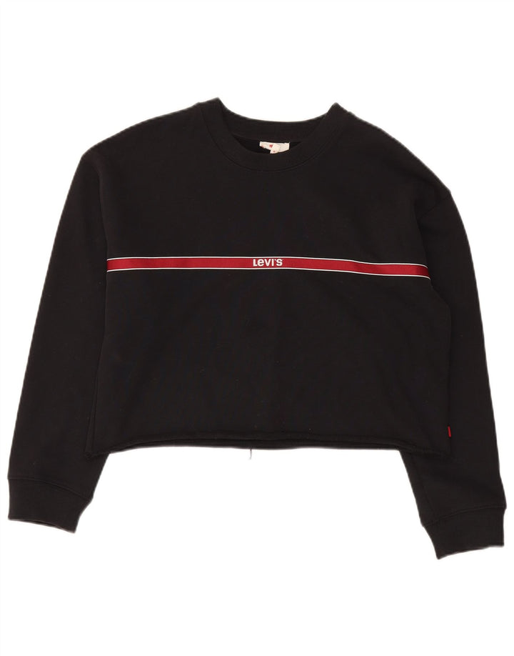 LEVI'S Sweat-shirt court surdimensionné pour femme UK 6 XS Noir rayé