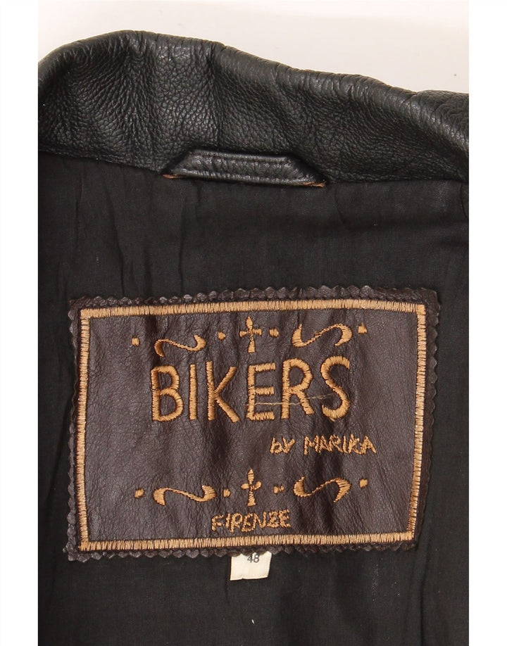 Marika Veste de motard en cuir pour homme IT 48 Cuir marron moyen
