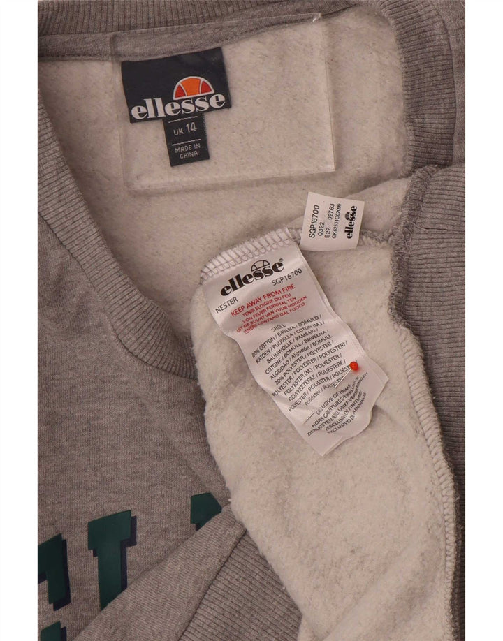 Ellesse Sweat-shirt court surdimensionné pour femme UK 14 Large Gris