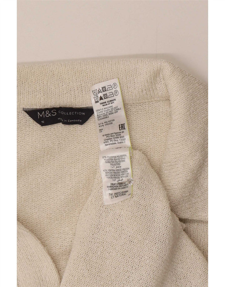 Marks & Spencer Polo Femme UK 16 Large Blanc Cassé Polyester
