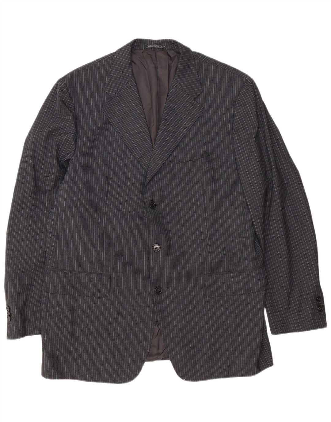 Corneliani Veste blazer à 3 boutons pour homme IT 54 2XL Gris à fines rayures en laine vierge