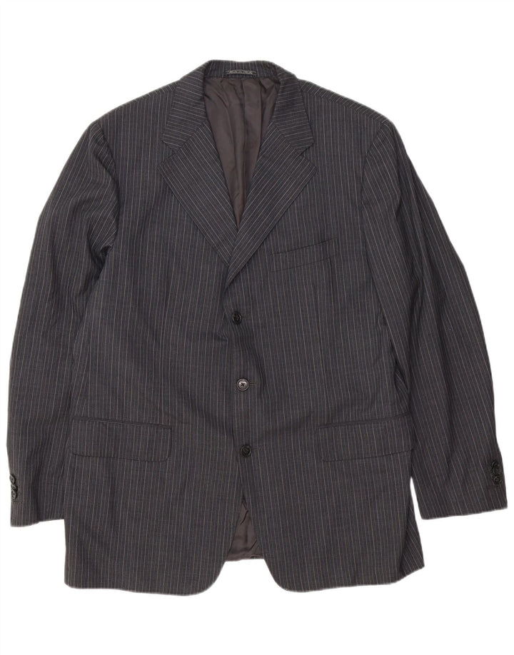 Corneliani Veste blazer à 3 boutons pour homme IT 54 2XL Gris à fines rayures en laine vierge