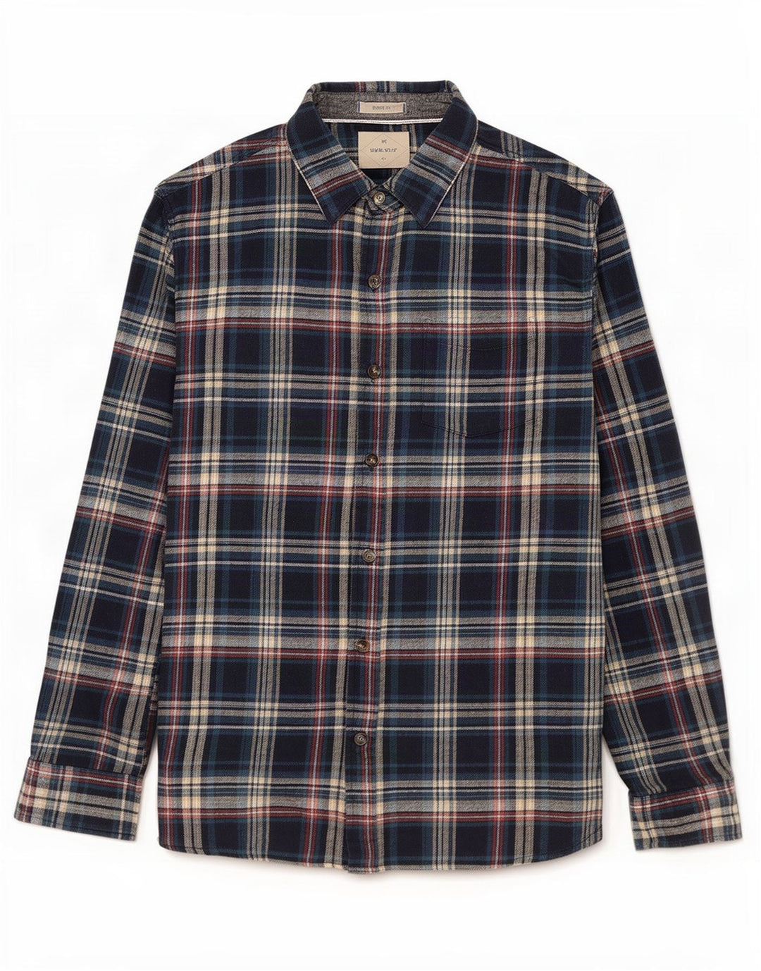 Chemise White Stuff Homme en Flanelle Coton à Carreaux Bleu Moyen