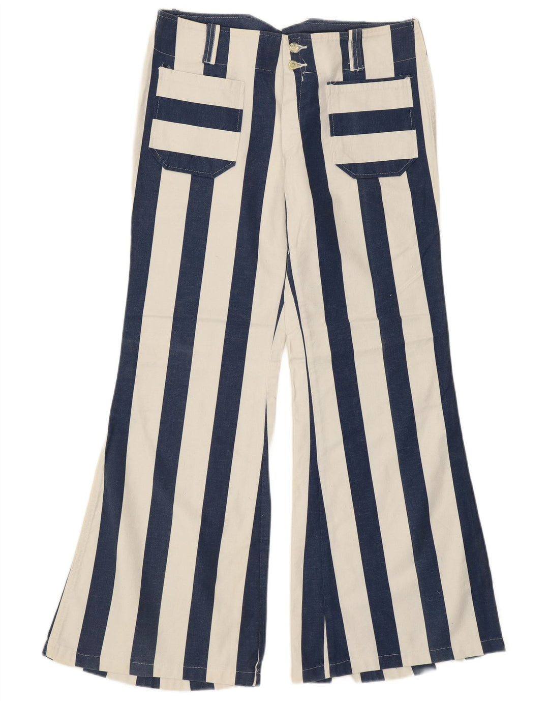 VINTAGE Pantalon décontracté taille haute pour femme IT 48 XL W34 L31 Bleu Rétro