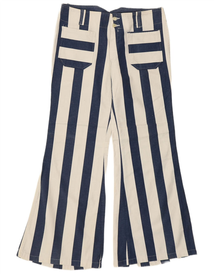 VINTAGE Pantalon décontracté taille haute pour femme IT 48 XL W34 L31 Bleu Rétro