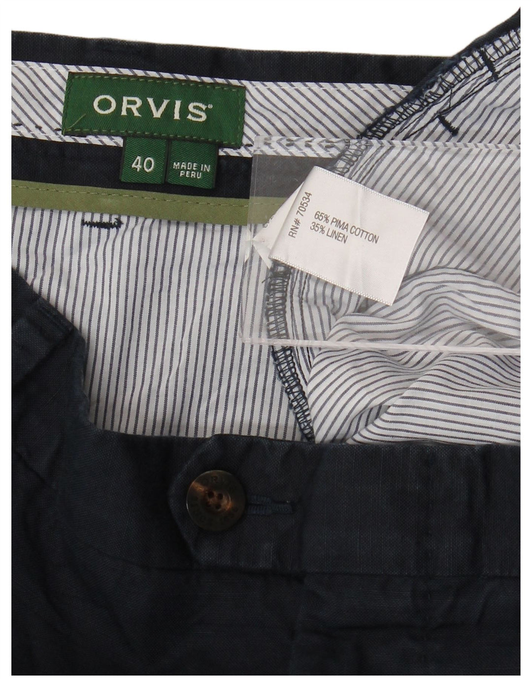 ORVIS Short Chino Homme W40 XL Bleu Marine Coton