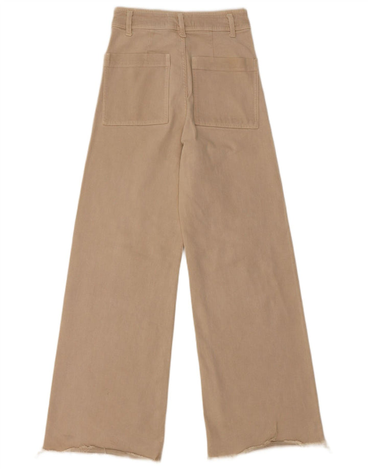 ZARA Femme The Marine Jean Large Taille Haute EU 34 2XS W24 L29 Beige