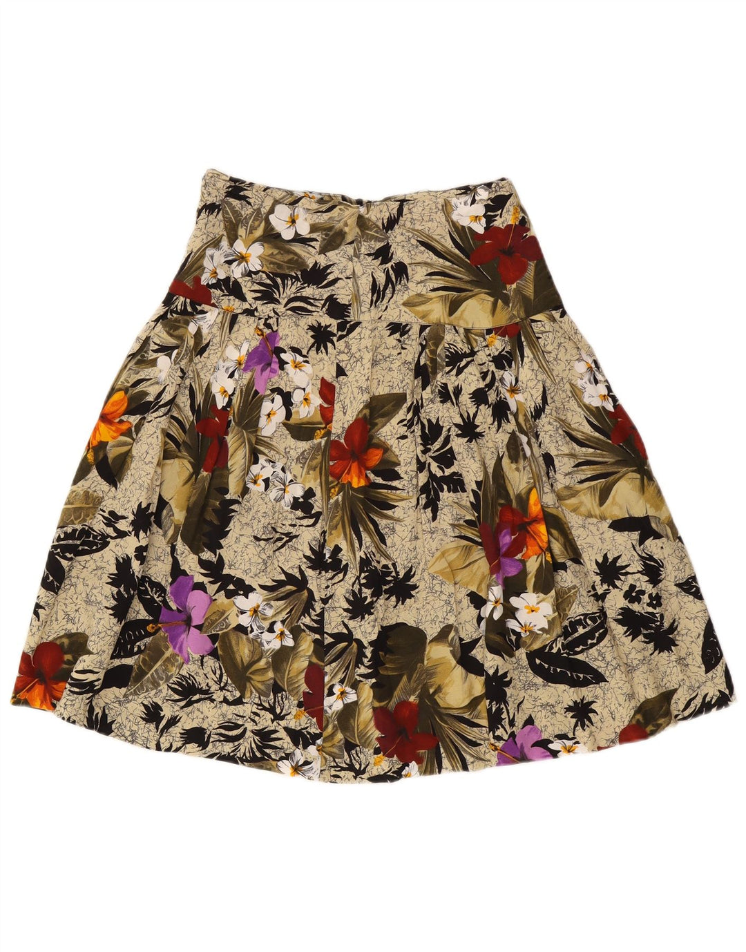 vintage Femme A-Line Jupe W26 Petit Beige Floral