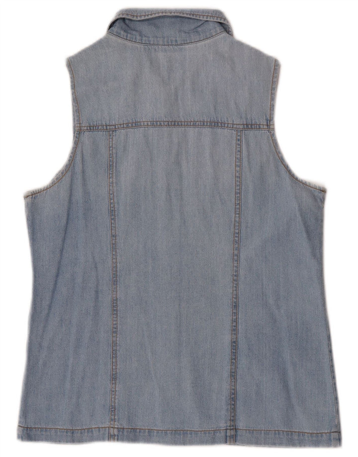 Chemise en denim sans manches femme vintage UK 12 Bleu moyen