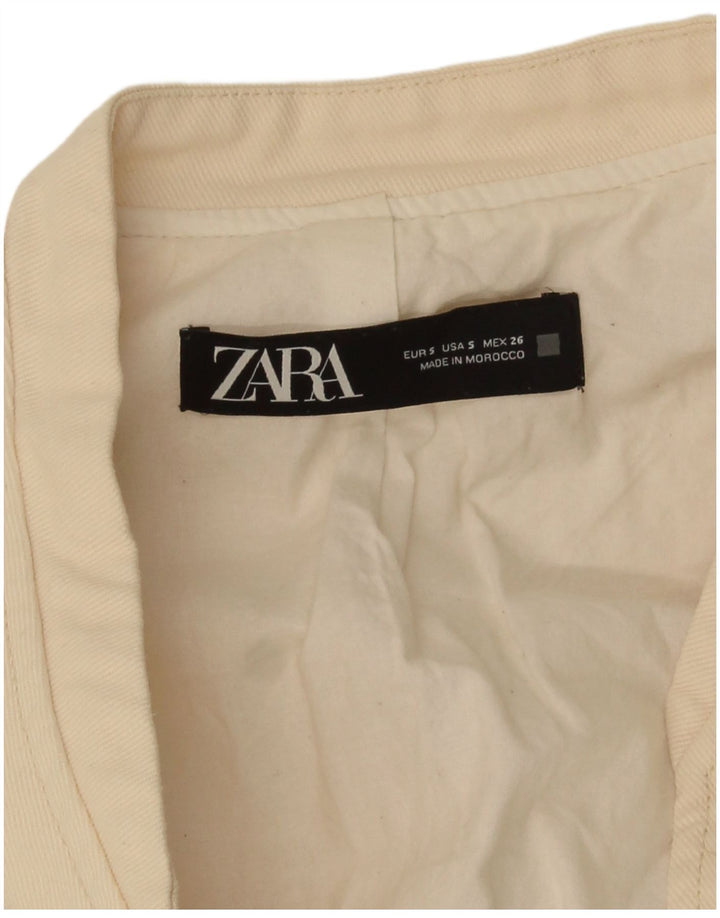 Zara Womens Crop Bomber Jacket UK 10 Petit Blanc Cassé