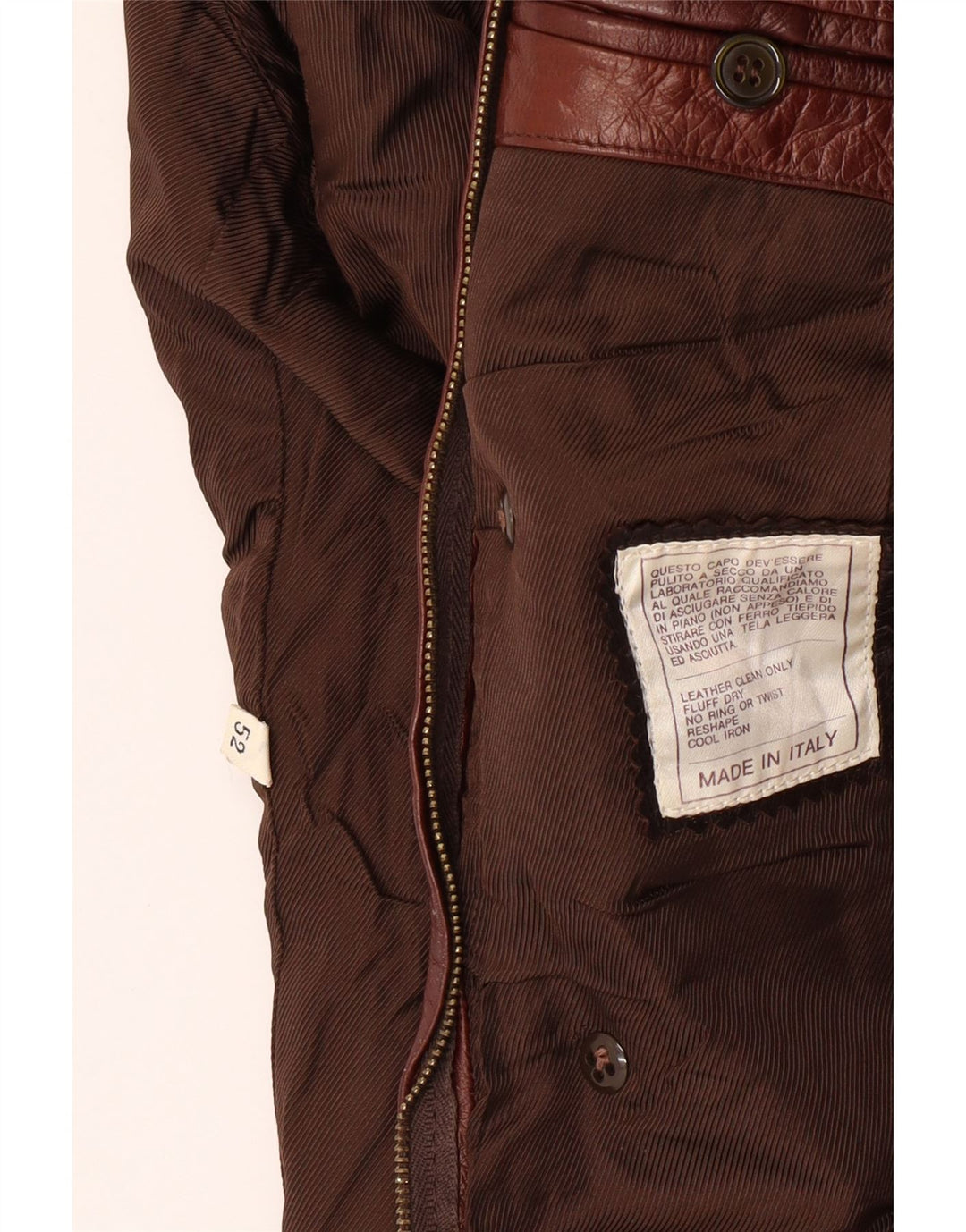 VINTAGE Manteau en cuir femme IT 52 2XL Cuir marron