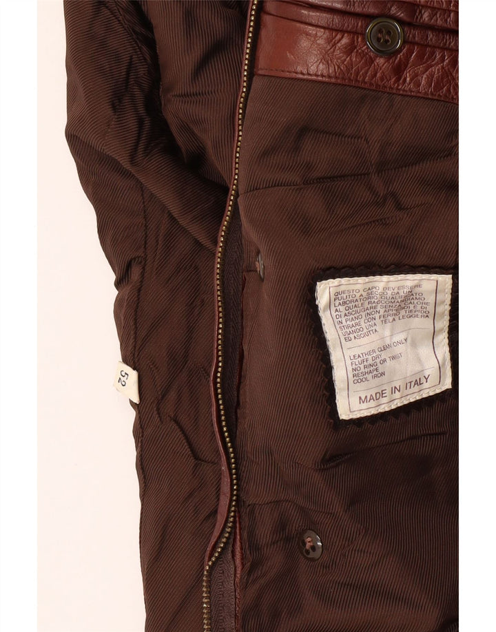 VINTAGE Manteau en cuir femme IT 52 2XL Cuir marron