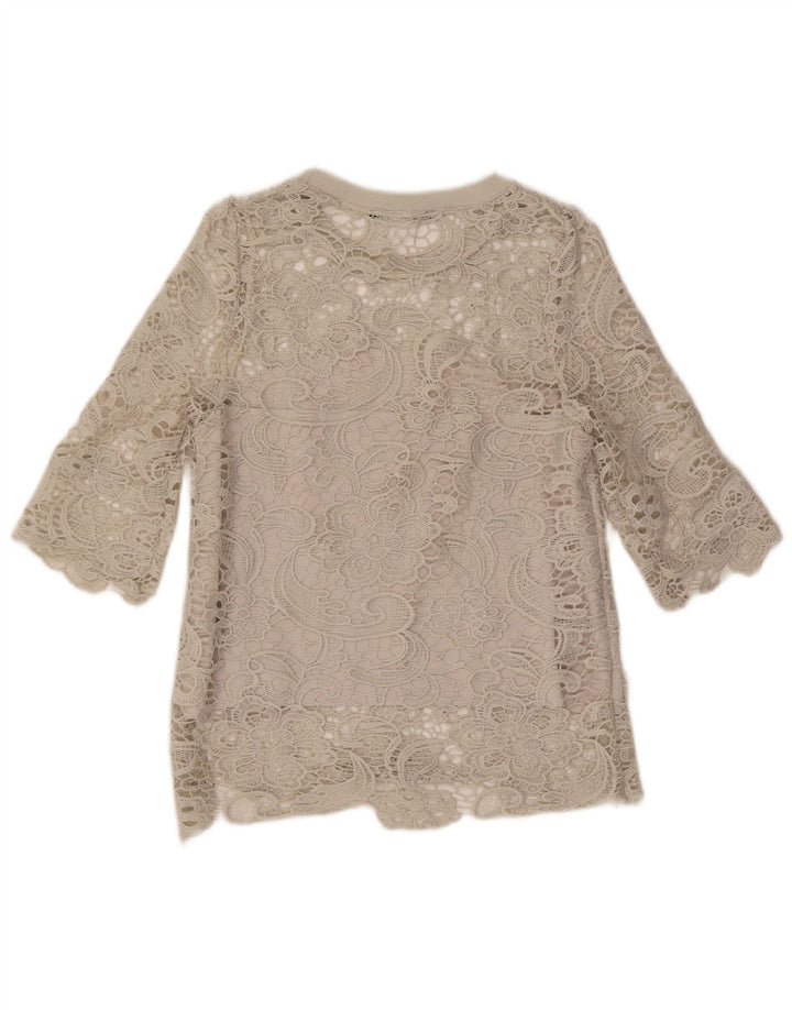 Zara Chemisier Femme Top UK 10 Petit Gris Floral