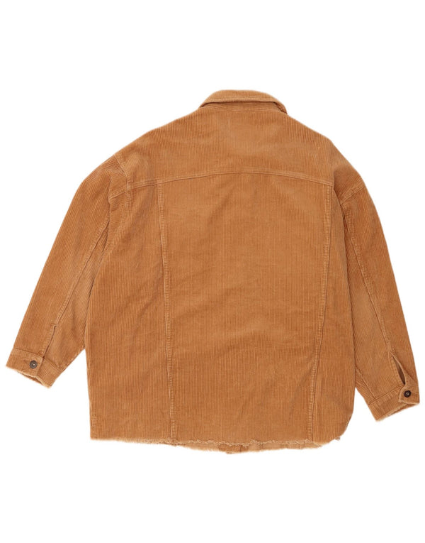 Zara Veste surdimensionnée en velours côtelé pour femme UK 16 Grand coton beige