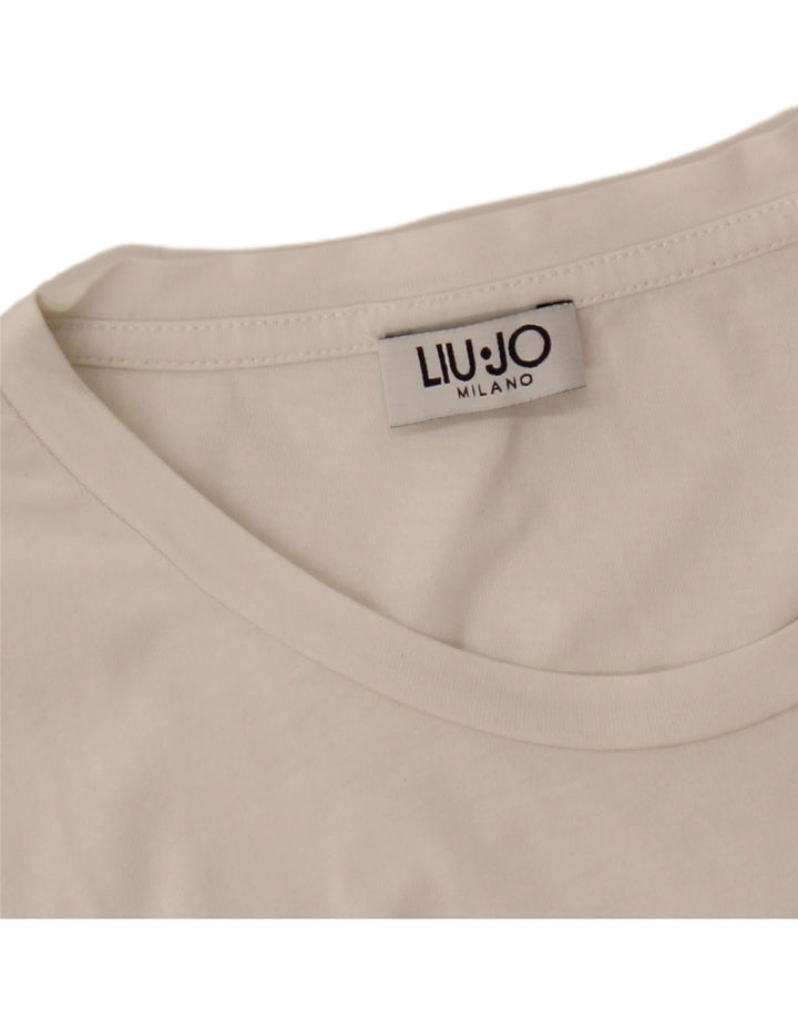 LIU JO T-shirt graphique Milano pour femme UK 12 Blanc moyen