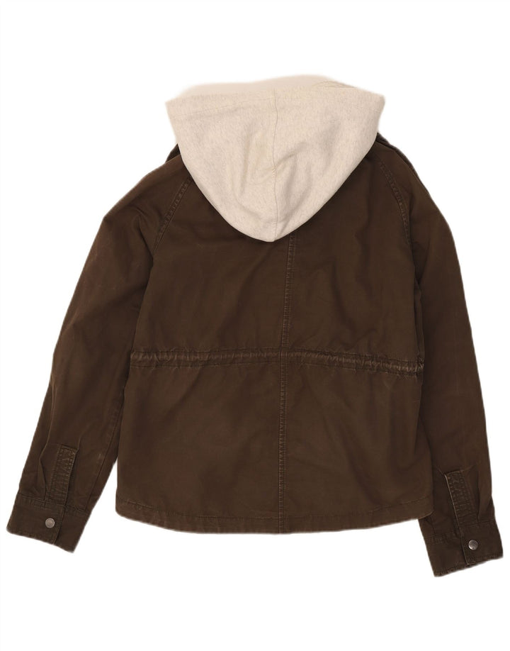 Superdry Veste Bomber À Capuche Femme UK 14 Coton Colorblock Kaki Moyen