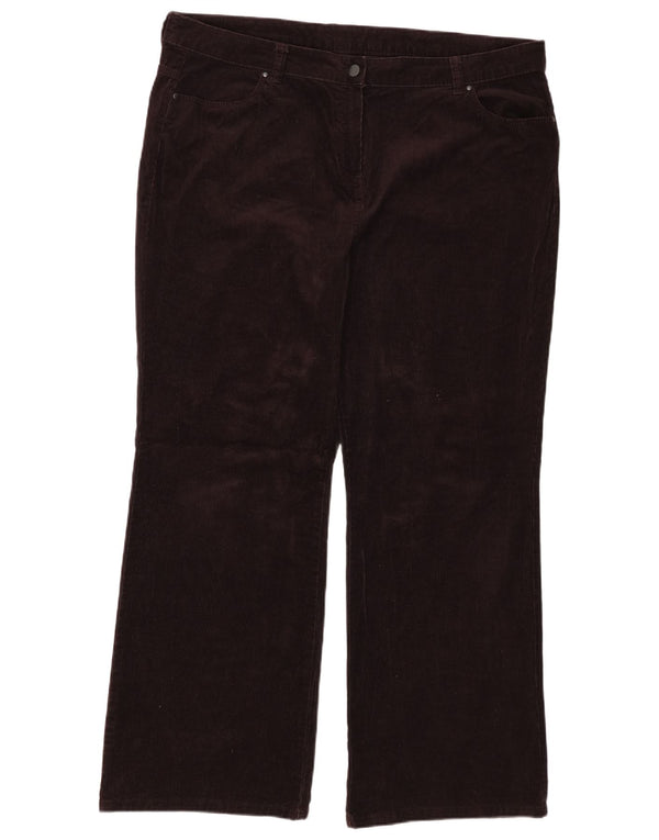 Marks & Spencer Pantalon droit en velours côtelé pour femme UK 22 3XL W42 L31 Marron