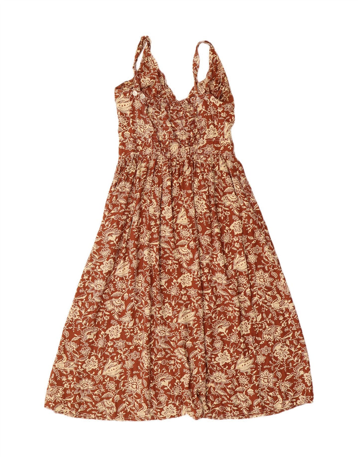 Express Robe trapèze sans manches pour femme UK 42 Viscose florale marron moyen