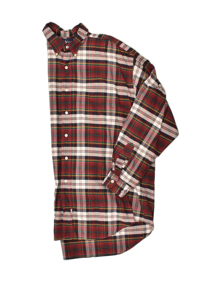 RALPH LAUREN Chemise Homme Grand Carreau Rouge Coton