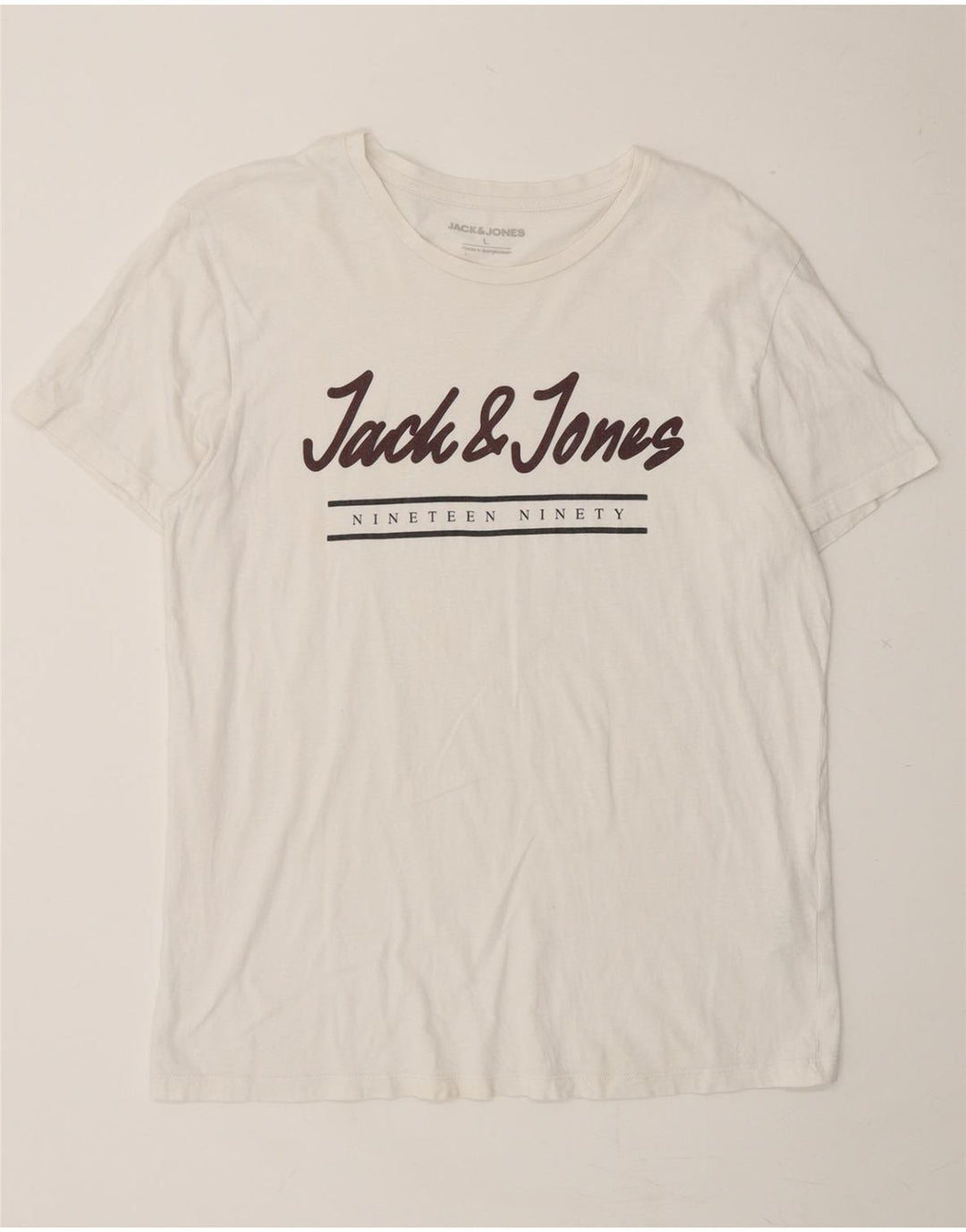JACK & JONES Mens Graphic T-Shirt Top Large White Cotton Vintage Jack & Jones and Second-Hand Jack & Jones from Messina Hembry 