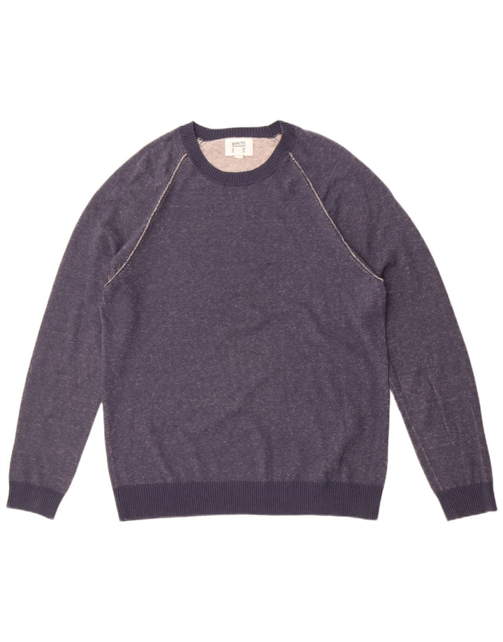 White Stuff Pull à col rond pour homme en coton bleu marine Taille L