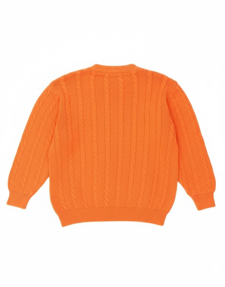 Benetton Pull à col rond pour femme UK 14 en coton orange moyen