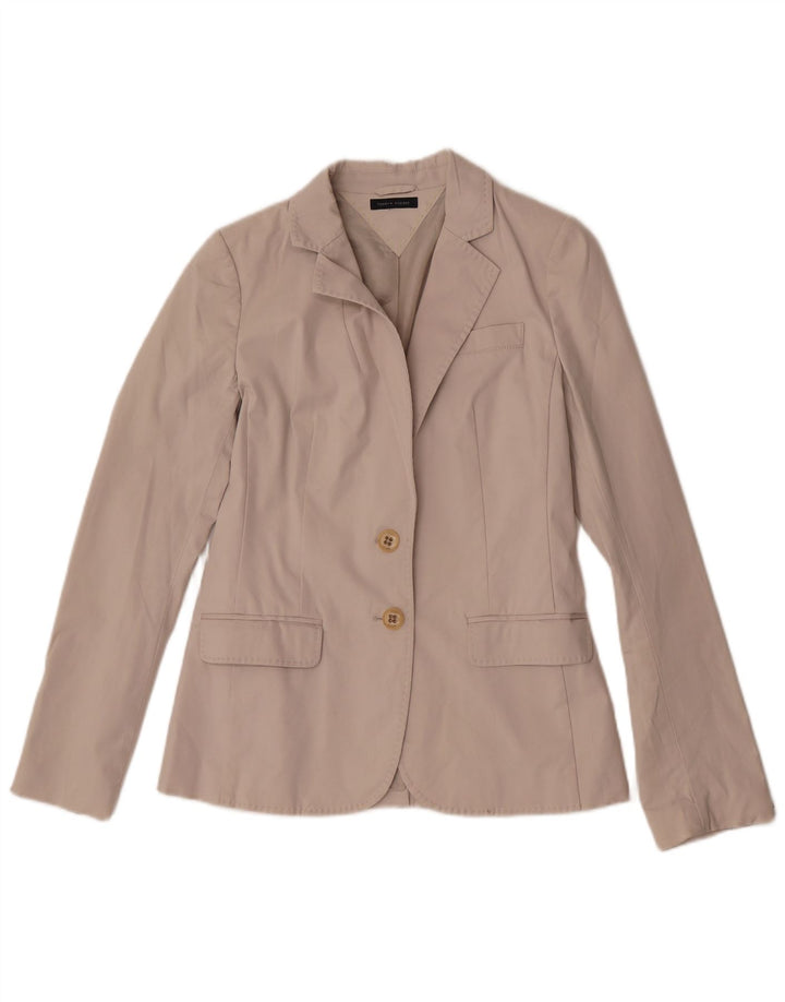 Tommy Hilfiger Veste blazer à 2 boutons pour femme UK 8 Petit coton blanc cassé