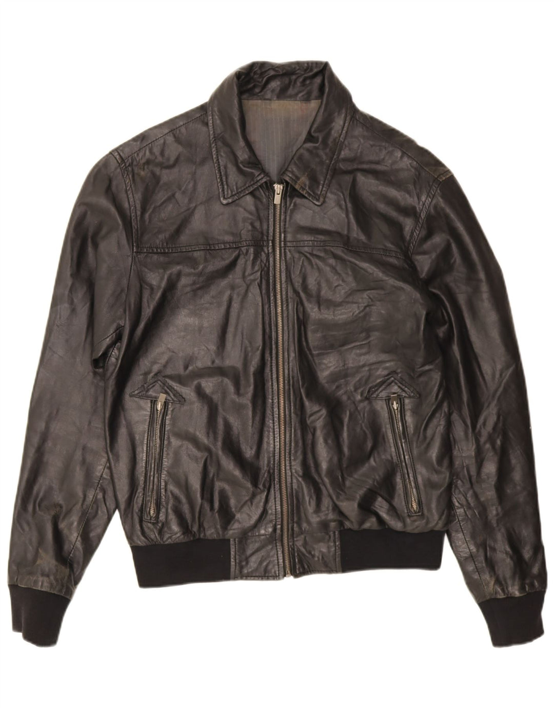 Veste en cuir homme vintage UK 38 Cuir noir moyen
