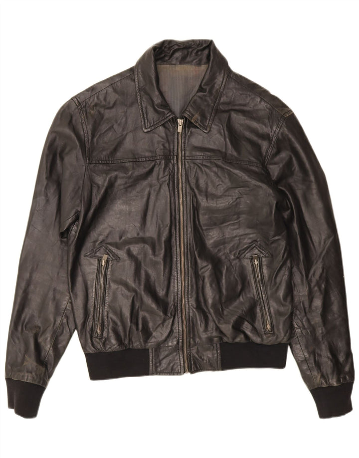 Veste en cuir homme vintage UK 38 Cuir noir moyen