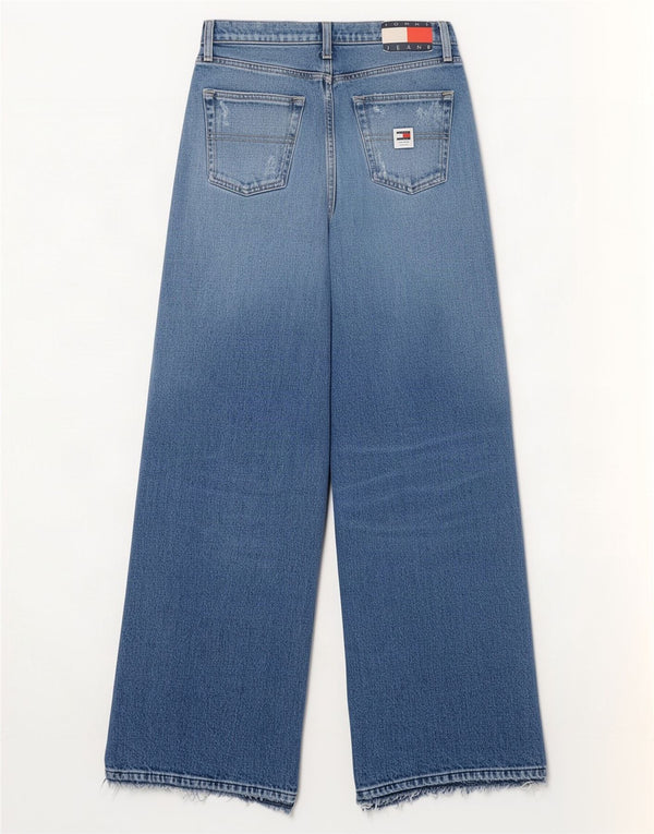 Tommy Hilfiger Femme Claire Jean Taille Haute Jambe Large W28 L32 Bleu Coton