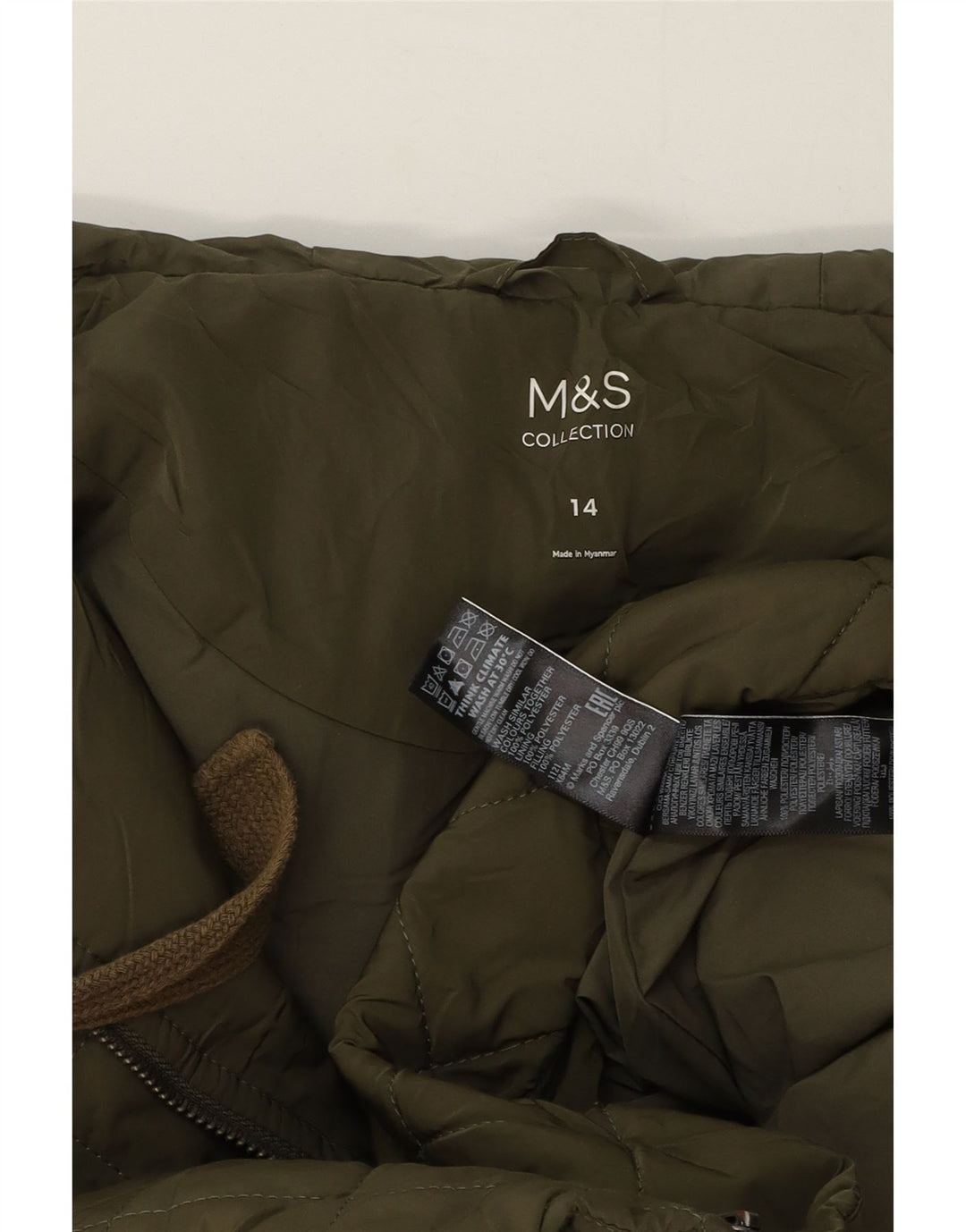 Marks & Spencer Manteau matelassé à capuche surdimensionné pour femme UK 14 Large Vert