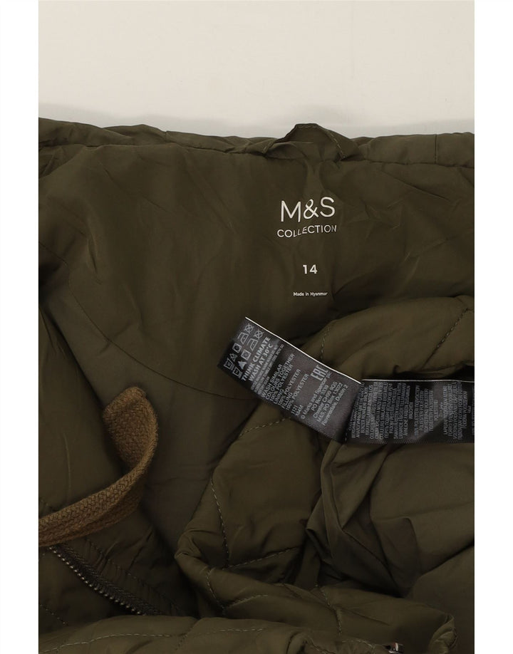 Marks & Spencer Manteau matelassé à capuche surdimensionné pour femme UK 14 Large Vert