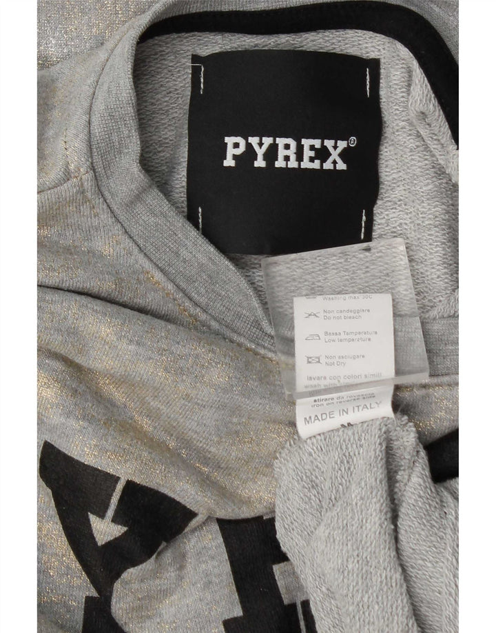 Pyrex Sweat-shirt court graphique pour femme UK 14 Gris moyen Tie Dye