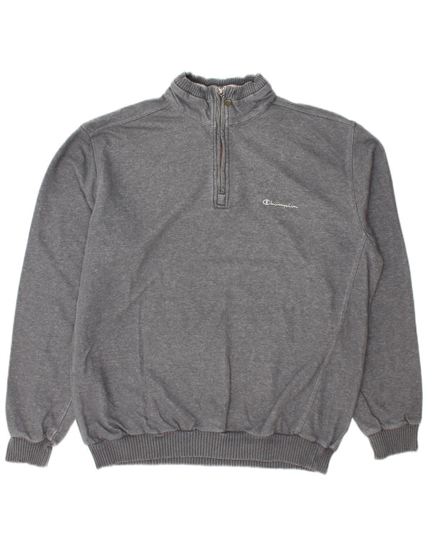 Champion Sweat-shirt à col zippé pour homme XL Gris Coton