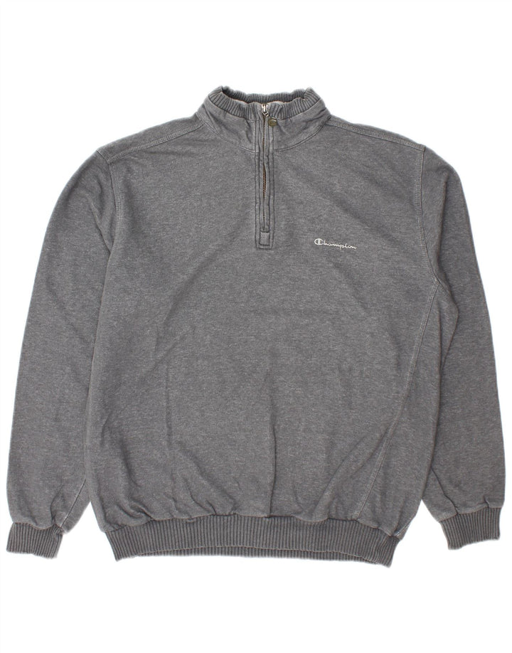 Champion Sweat-shirt à col zippé pour homme XL Gris Coton