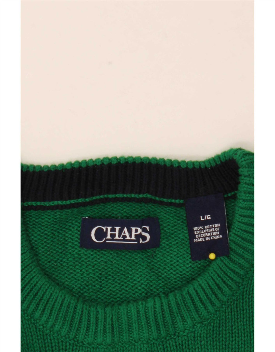 Chaps Pull à col rond pour homme en coton vert Taille L