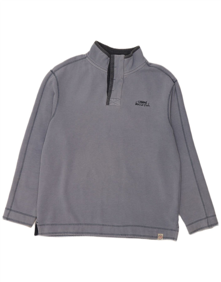 WEIRD FISH Sweat-shirt à col zippé pour homme en coton bleu Taille L