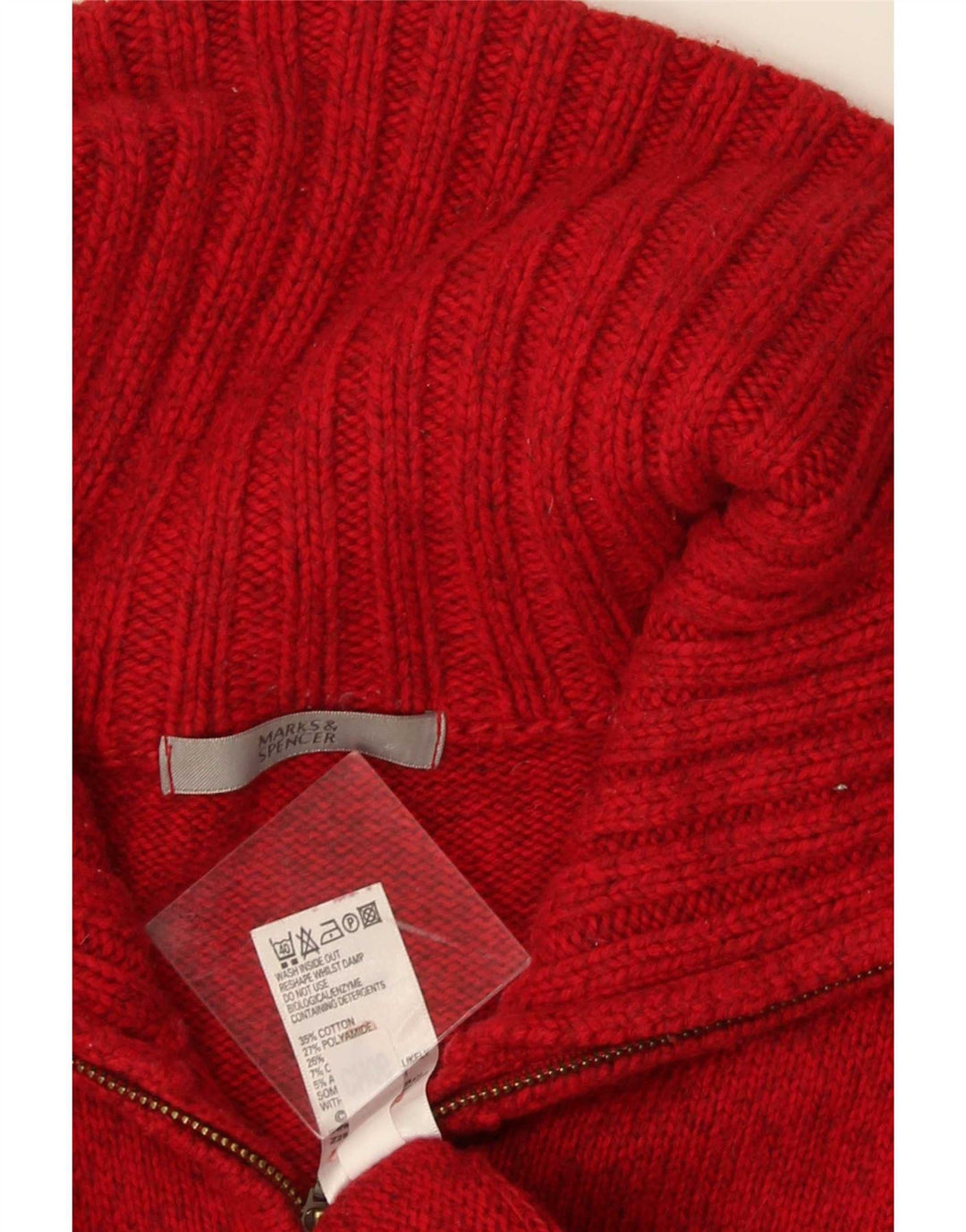 Marks & Spencer Pull Cardigan pour Femme UK 16 Grand Coton Rouge