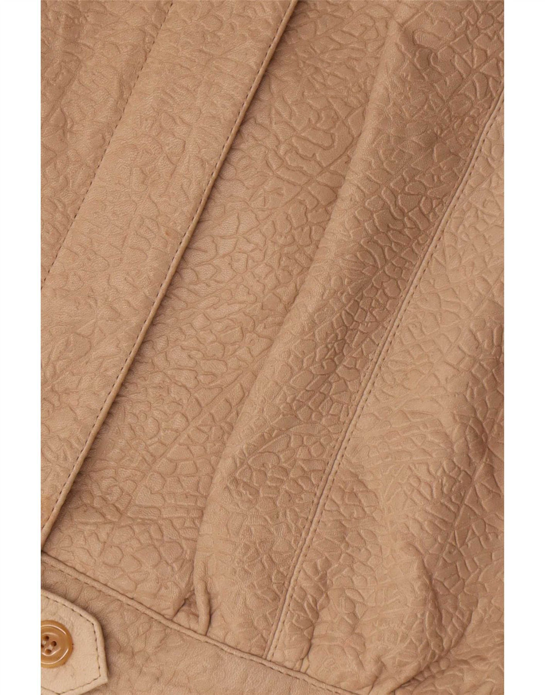 Veste en cuir surdimensionnée femme vintage EU 36 Petit imprimé animal beige