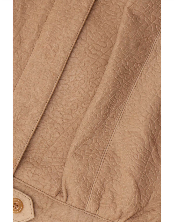 Veste en cuir surdimensionnée femme vintage EU 36 Petit imprimé animal beige