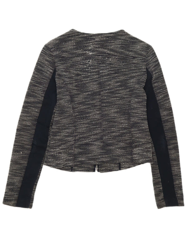 Armani Jeans Veste Blazer Zippée Pour Femme IT 42 Moyen Noir Moucheté